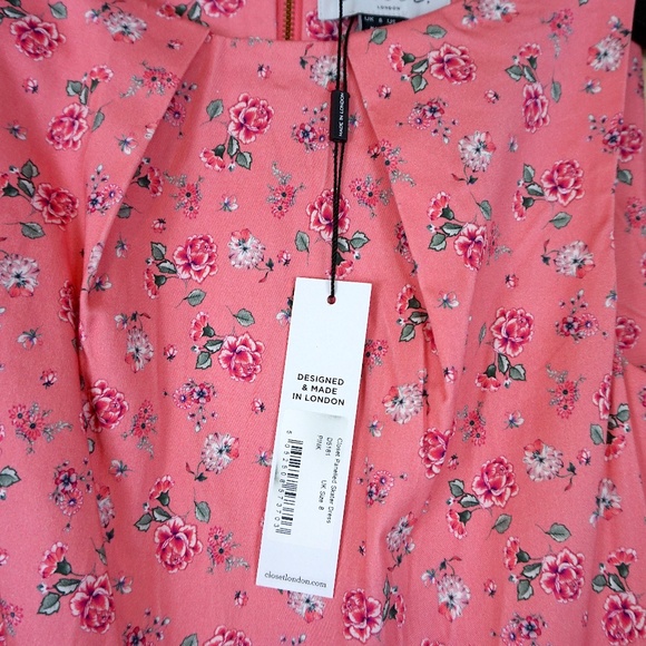 NWT Closet London Pink Floral Skater Dress - Picture 8 of 8